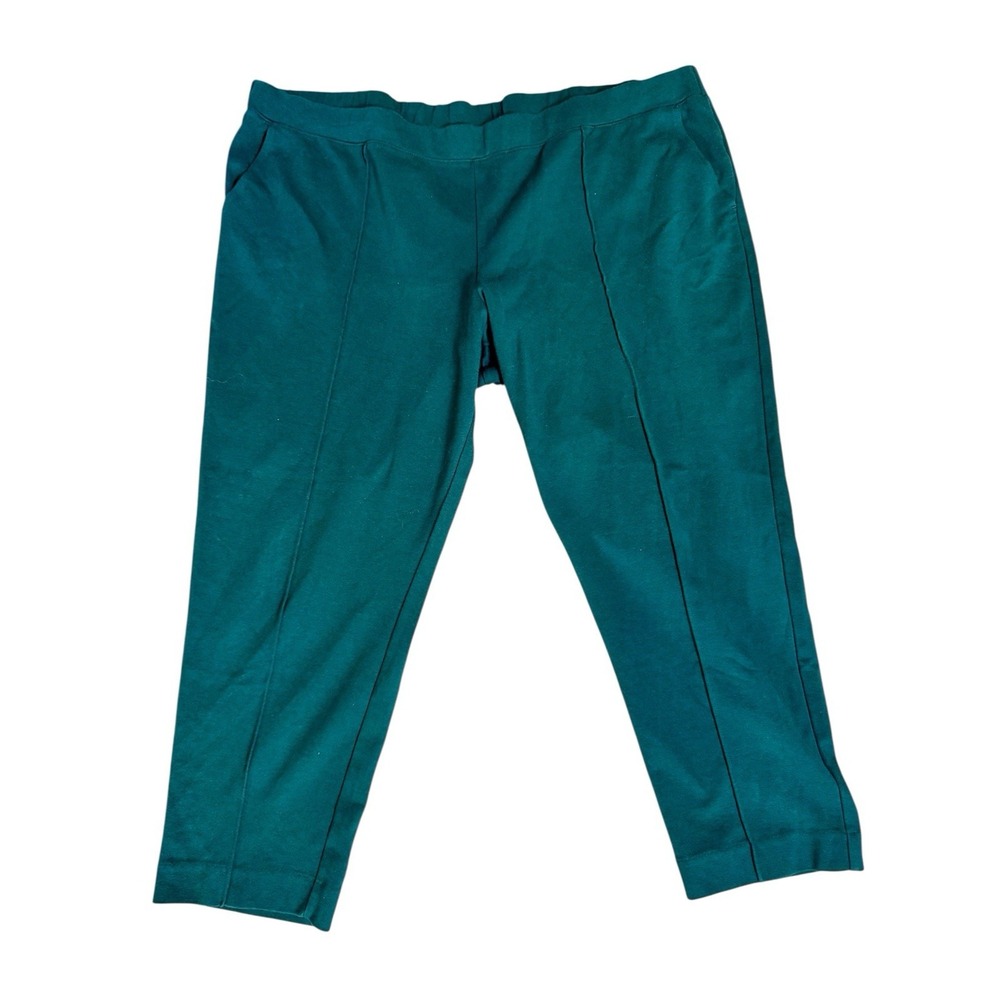 J. Crew Pintuck Pants Plus Sz 3x Stretch Ponte Pull On Cropped Old Forest Green